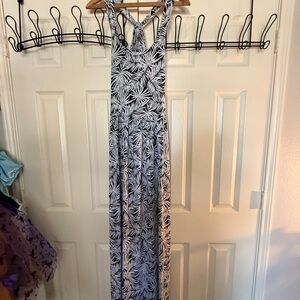 Michael Kors Monochrome Leaf Print Maxi Dress
